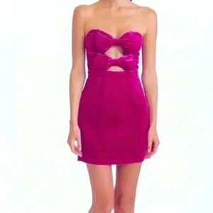 Avec Les Filles Bow Strapless Cutout Mini dress Fuchsia Pink, Large
